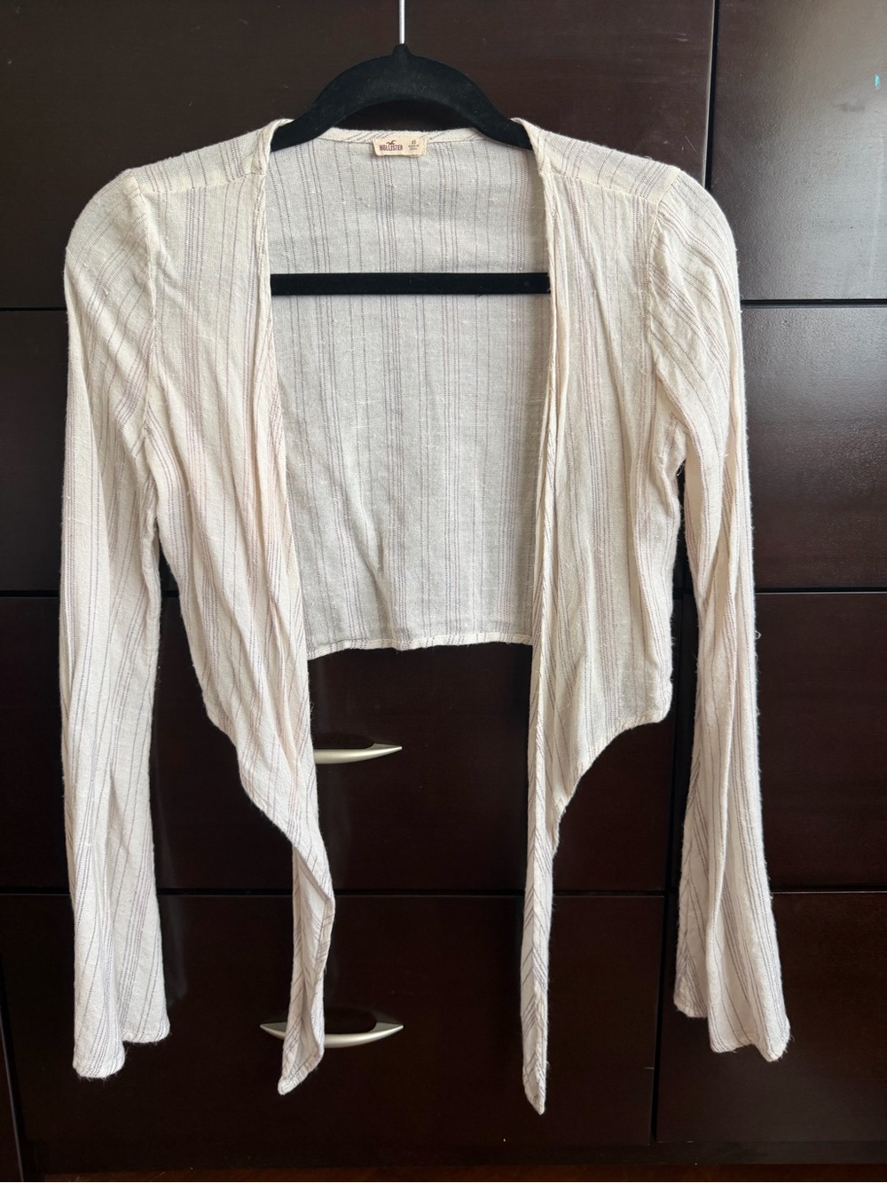 Hollister Cream Open-Front Ribbed Lightweight Cardigan